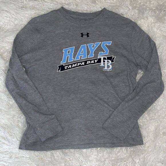 Tampa Bay Rays Thermal Shirt Long Sleeved Youth Large Under Armour Gray - Picture 1 of 5